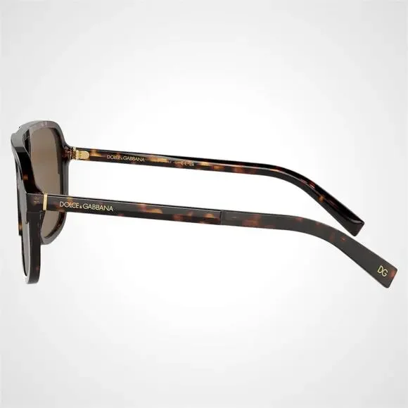 New Dolce & Gabbana Sunglasses Brown Aviator Pilot Gold Metal